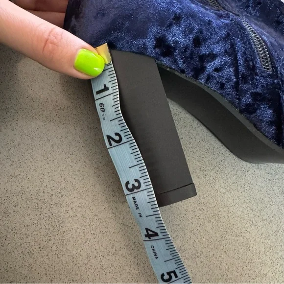 Blue Velvet Knee-High Boots - Picture 9 of 14